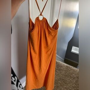 XL old navy burnt orange long dress. It’s a halter top/partial open back!!